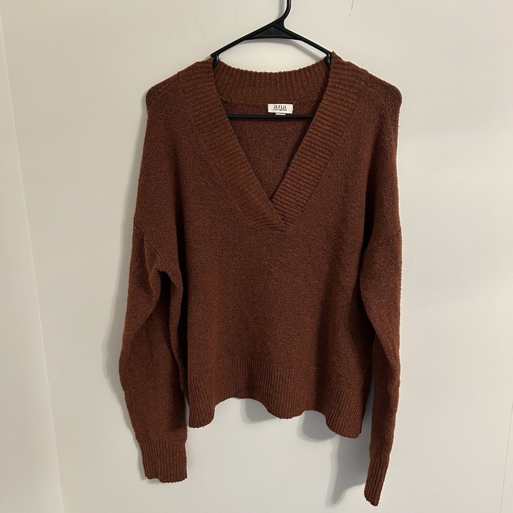 A.N.A‎ A New Approach Women's V Neck Sweater Rust Burnt Orange Size Large - Picture 2 of 7